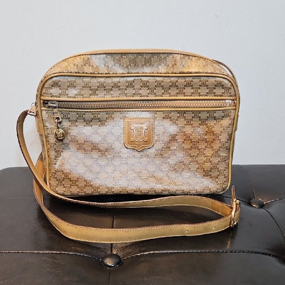 Celine Gold and Tan Crossbody Bag - Picture 1 of 12